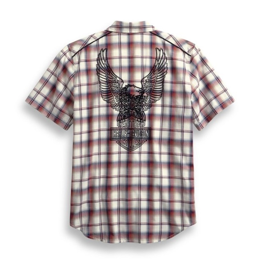 Genuine Harley Davidson biker Upright Eagle plaid cotton shirt